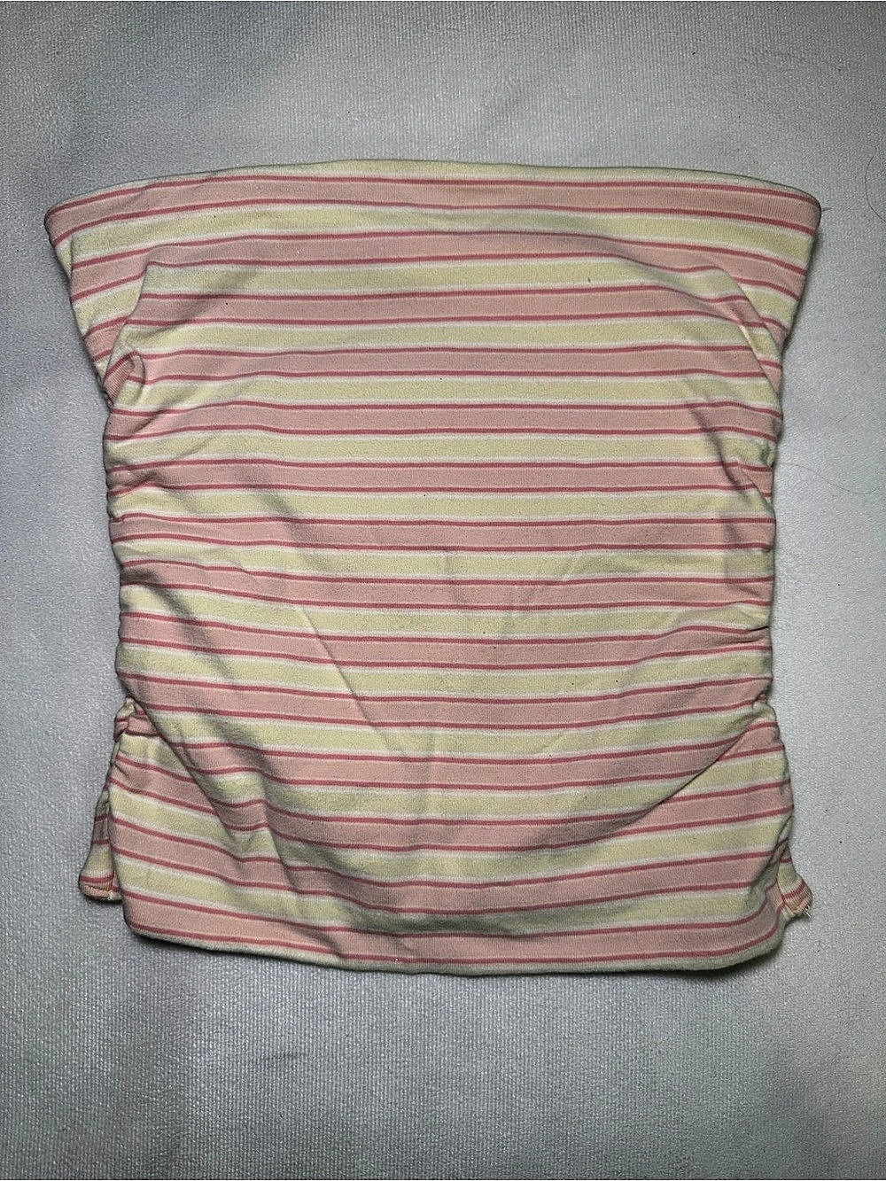 No Comment Y2K Pink Yellow Striped Strapless Tube Top Size Small